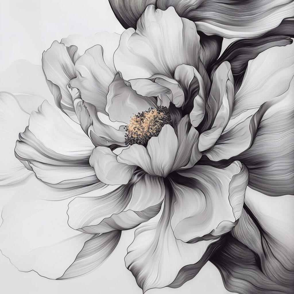 Elegant floral design in monochrome hues