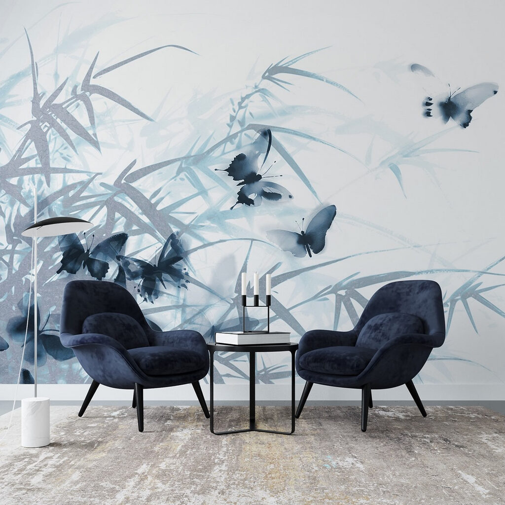 Butterflies on a white background