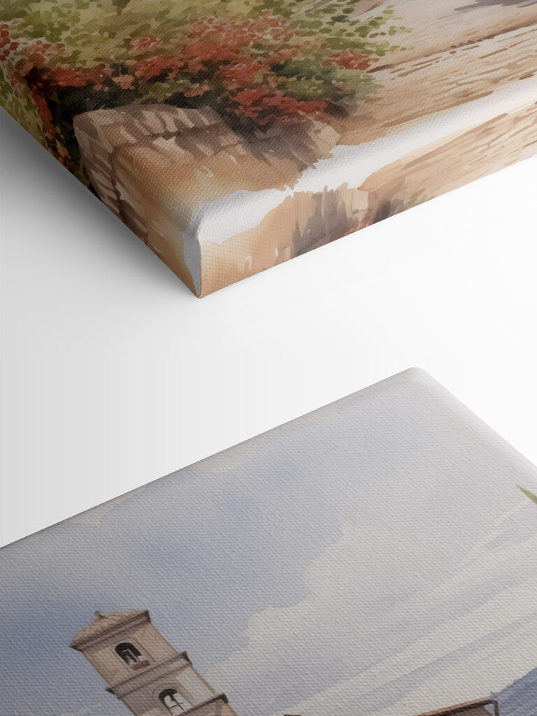 Watercolor painting of a village