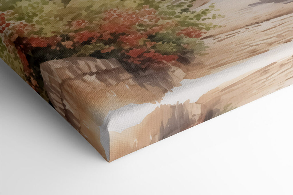 Watercolor painting of a village