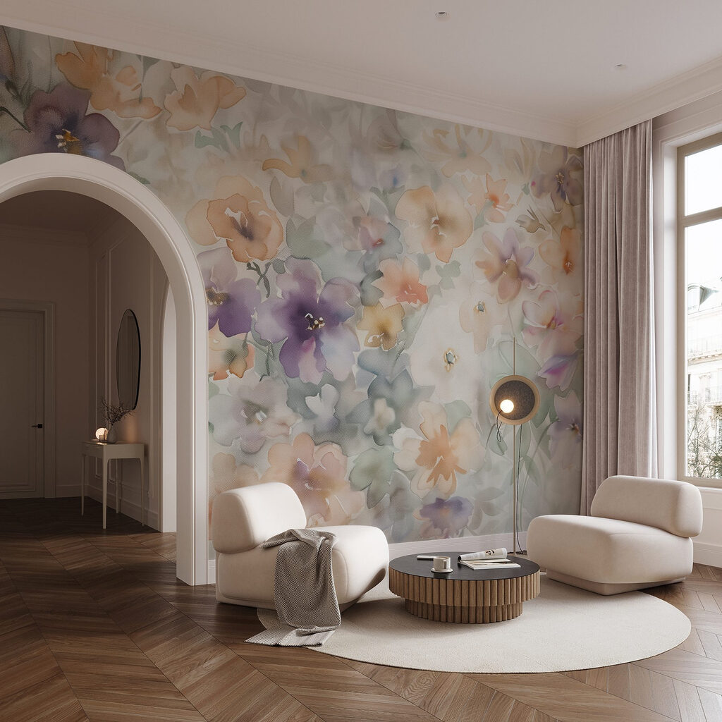 Painting of flowers on a white surface
