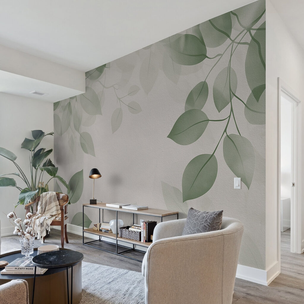 Green leaves on a white background