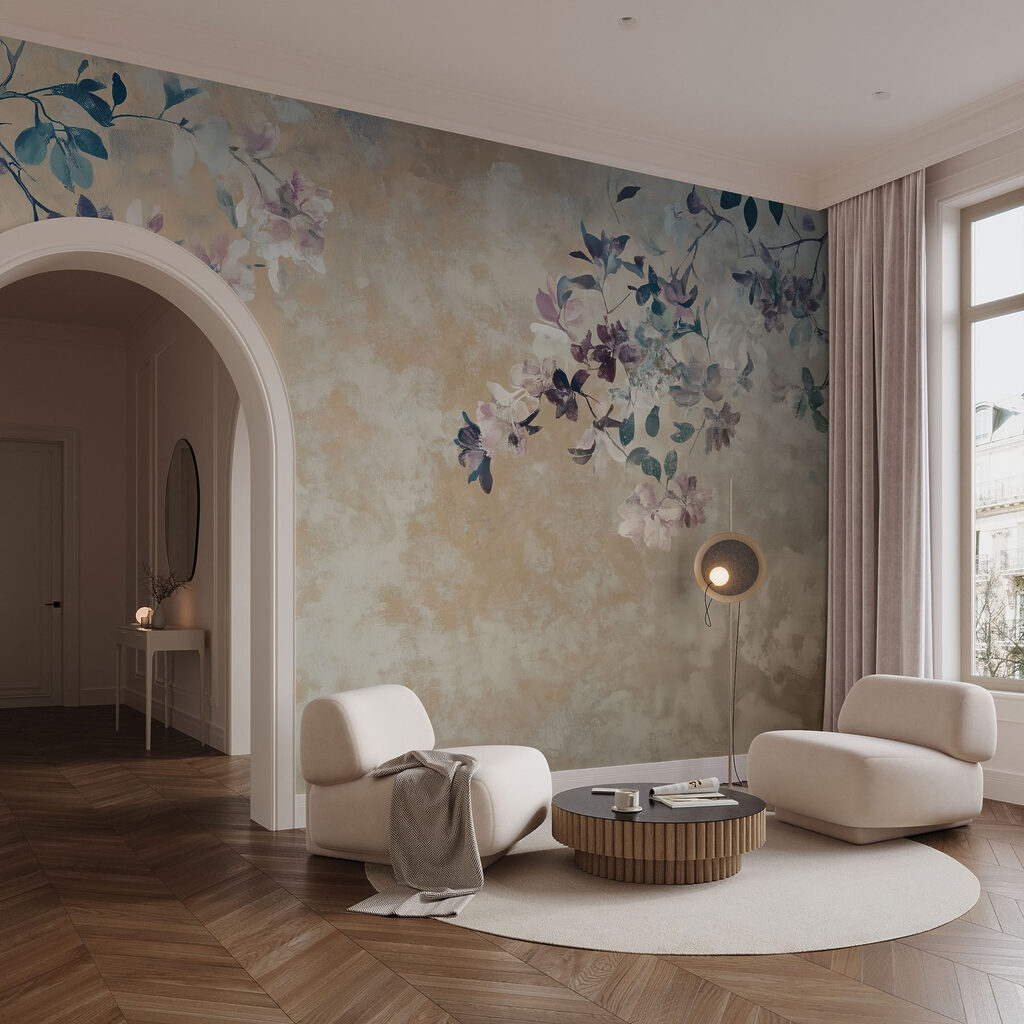 Soft florals on a textured backdrop