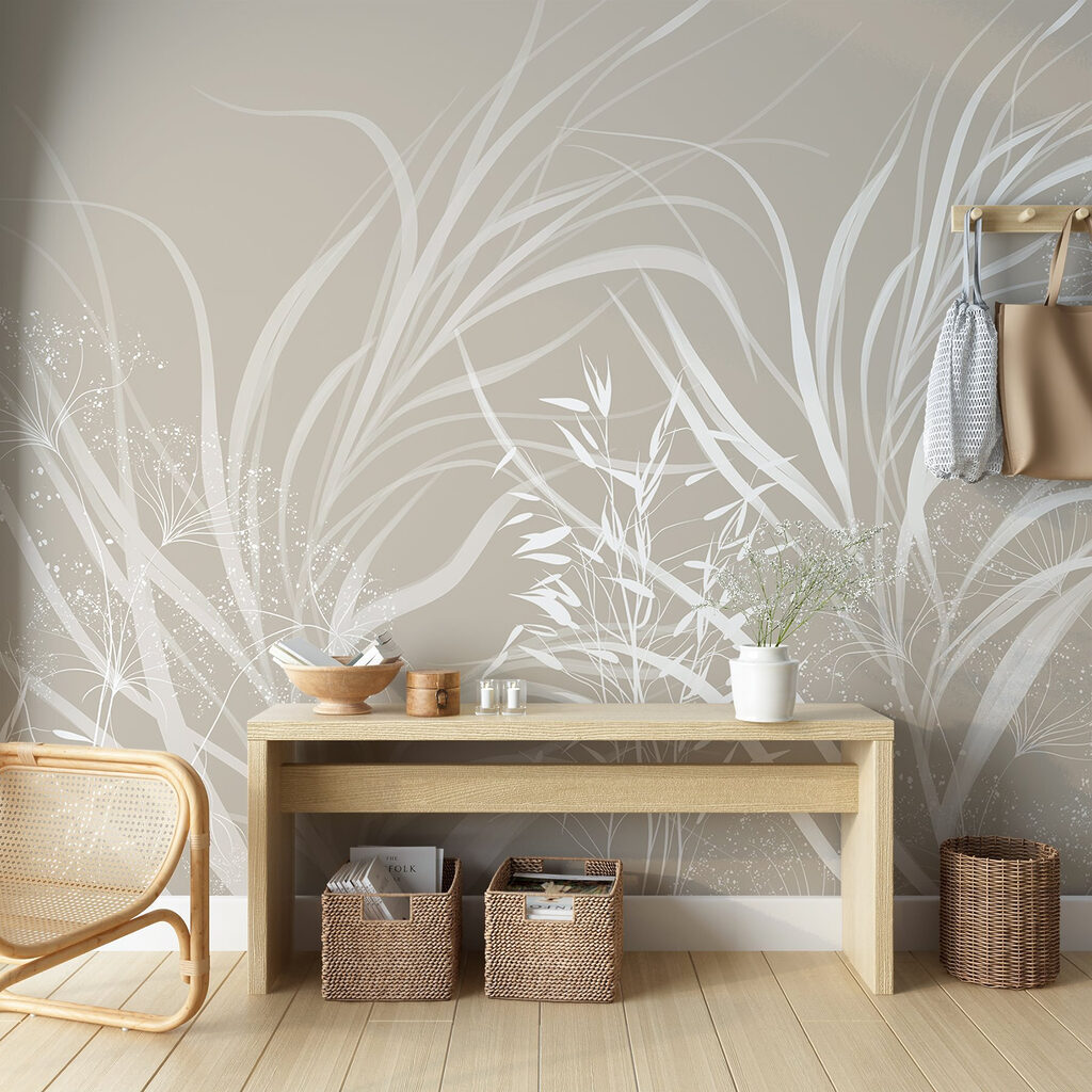 White floral design on a grey background White floral design on a grey background