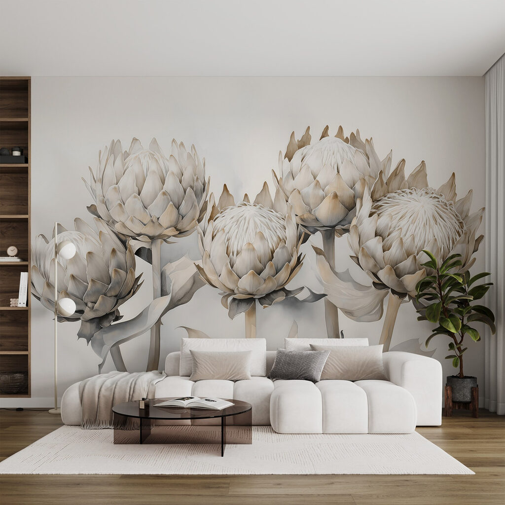 Group of artichokes with leaves