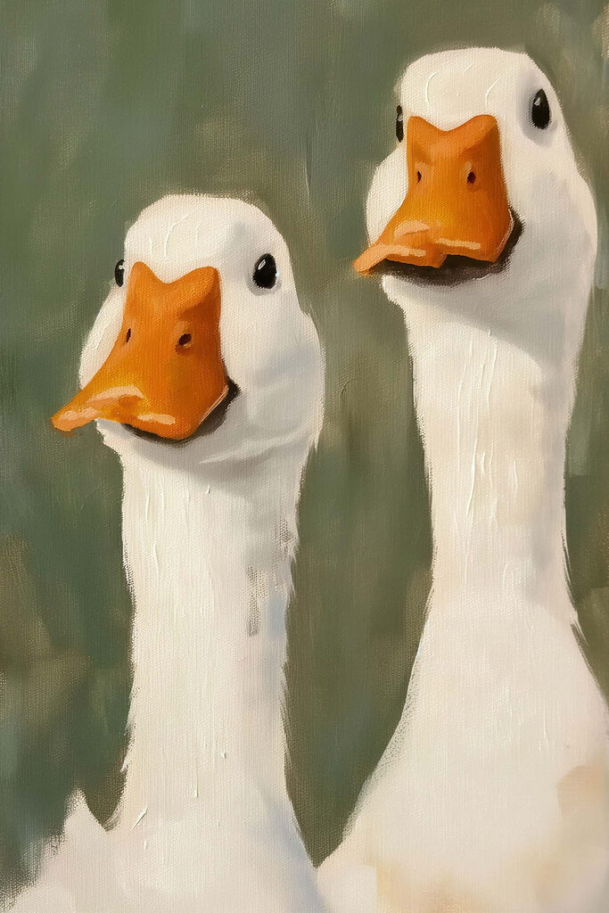 Painting of two white ducks Painting of two white ducks