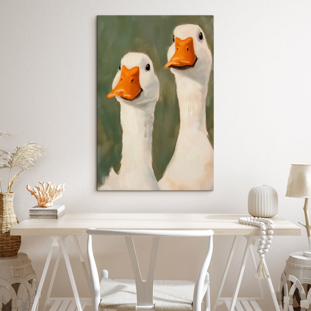 Painting of two white ducks Painting of two white ducks