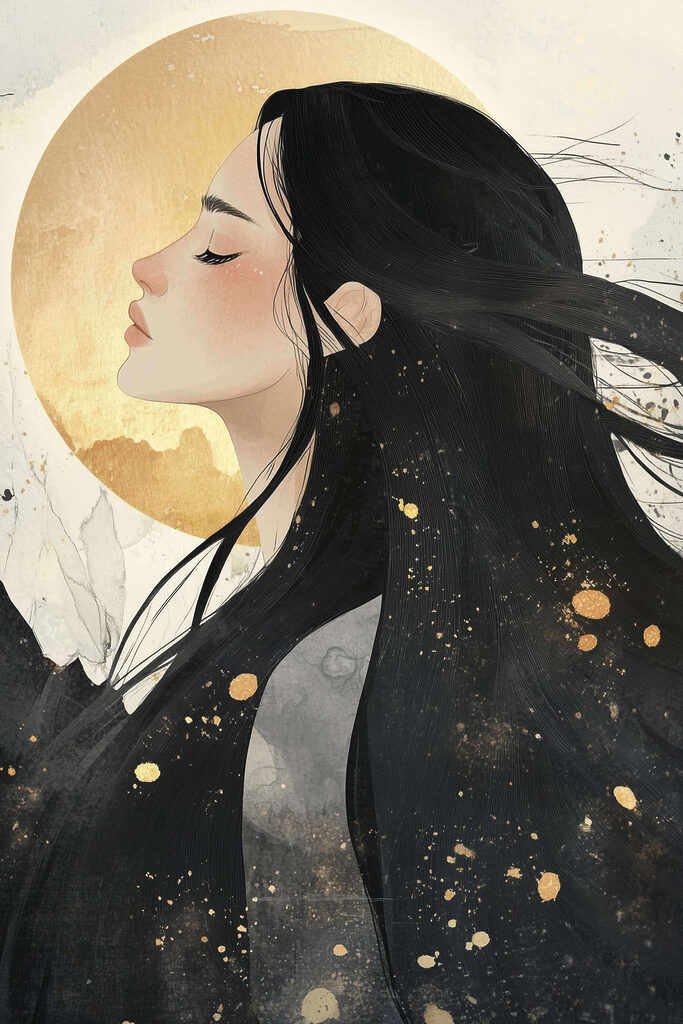 Ethereal silhouette against radiant backdrop Ethereal silhouette against radiant backdrop