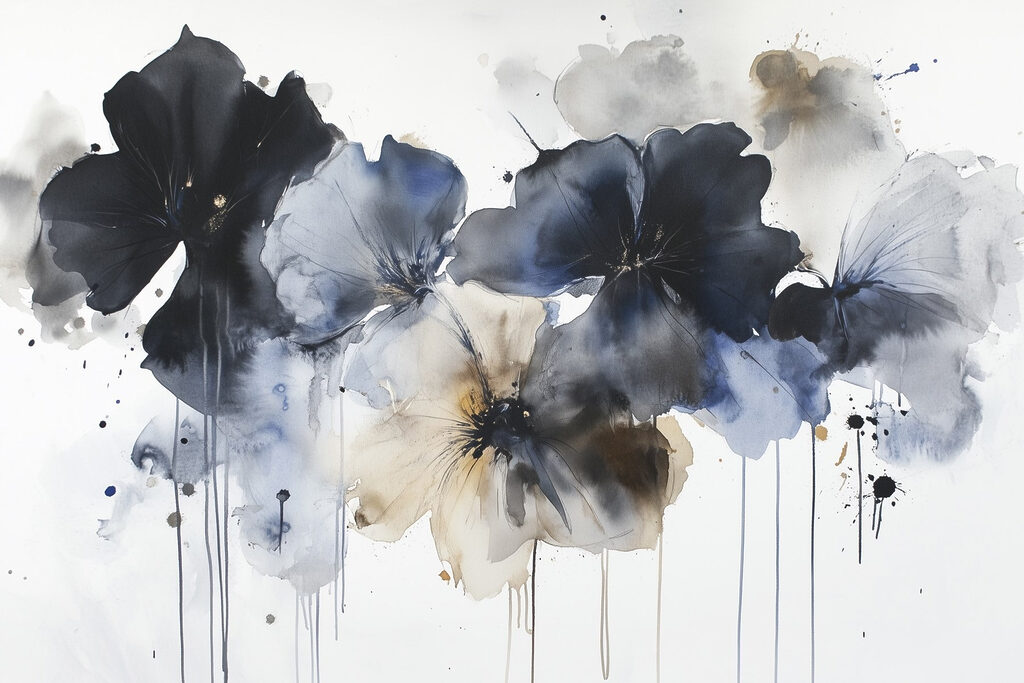 Painting of flowers on a white background Painting of flowers on a white background