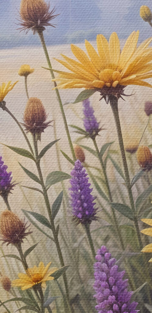 Field of flowers and grass