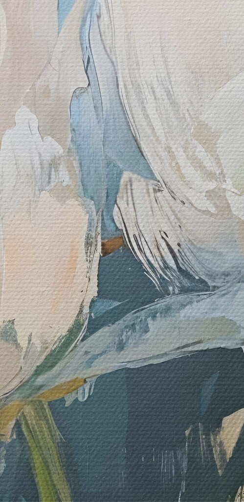 Painting of flowers on a blue background Painting of flowers on a blue background