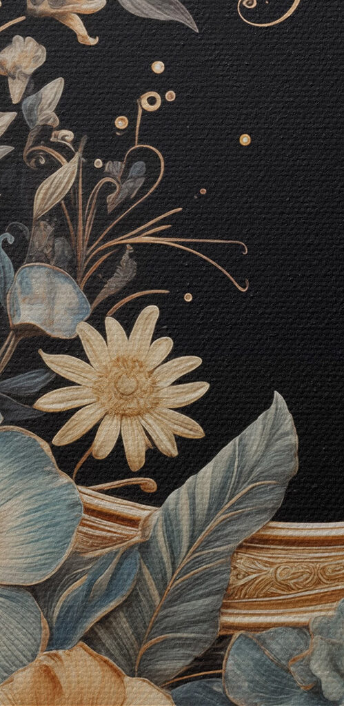 Moon with flowers and leaves