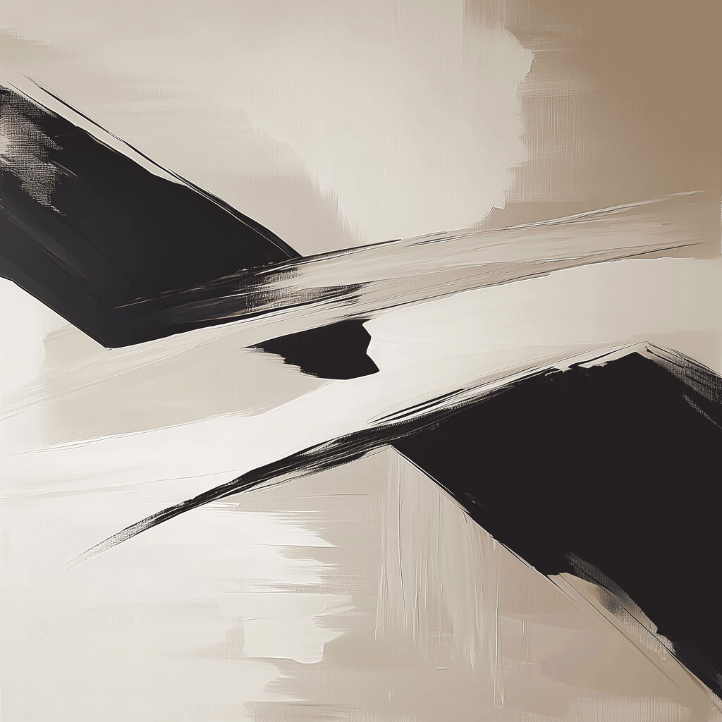 Black and white brush strokes