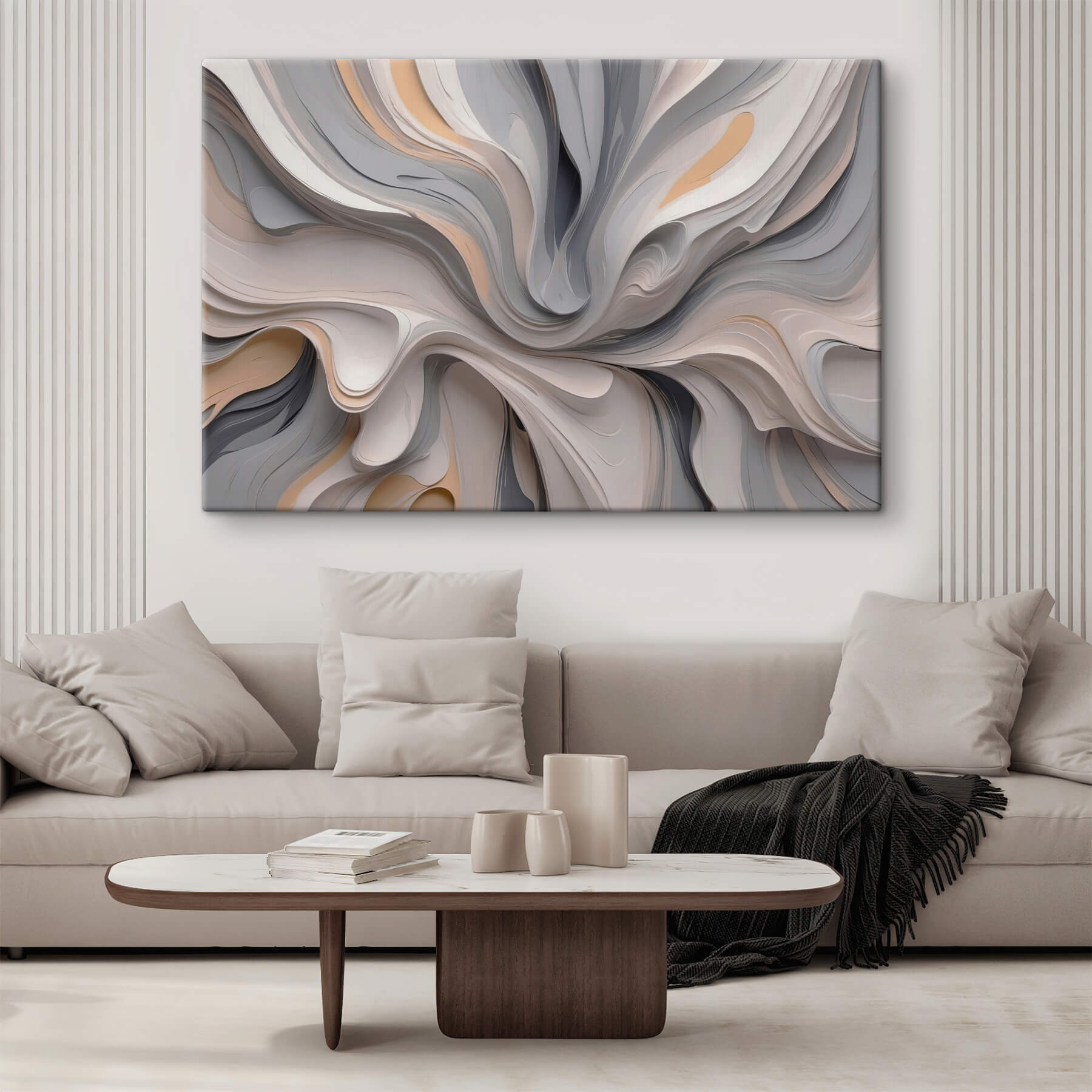 Fluid patterns in soft neutral tones