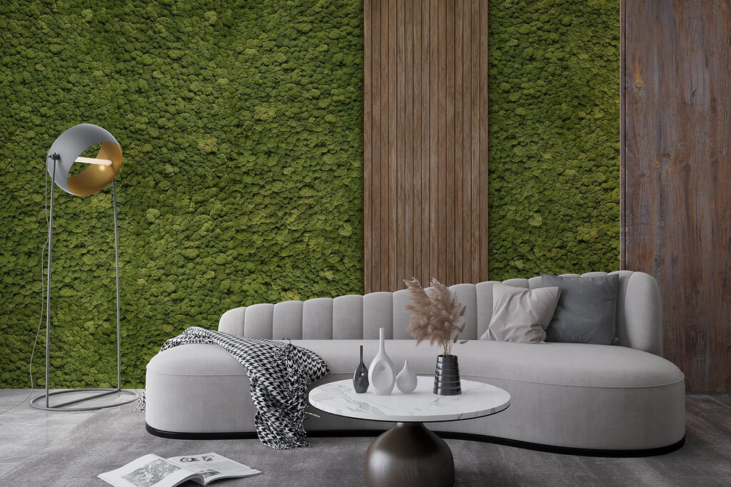 Wood plank on a green carpet