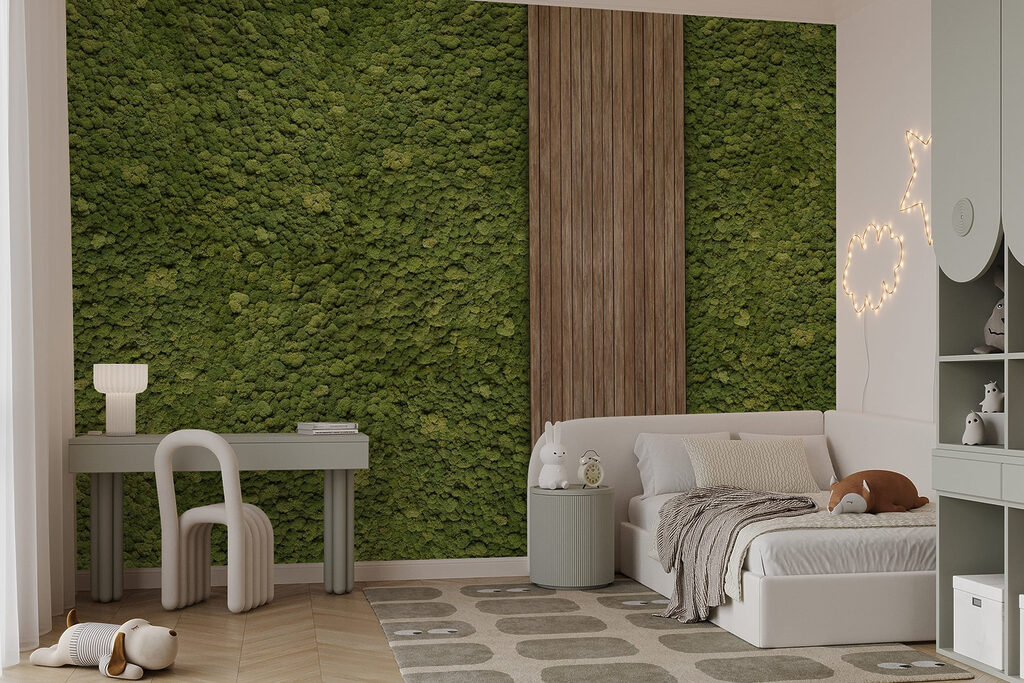 Wood plank on a green carpet