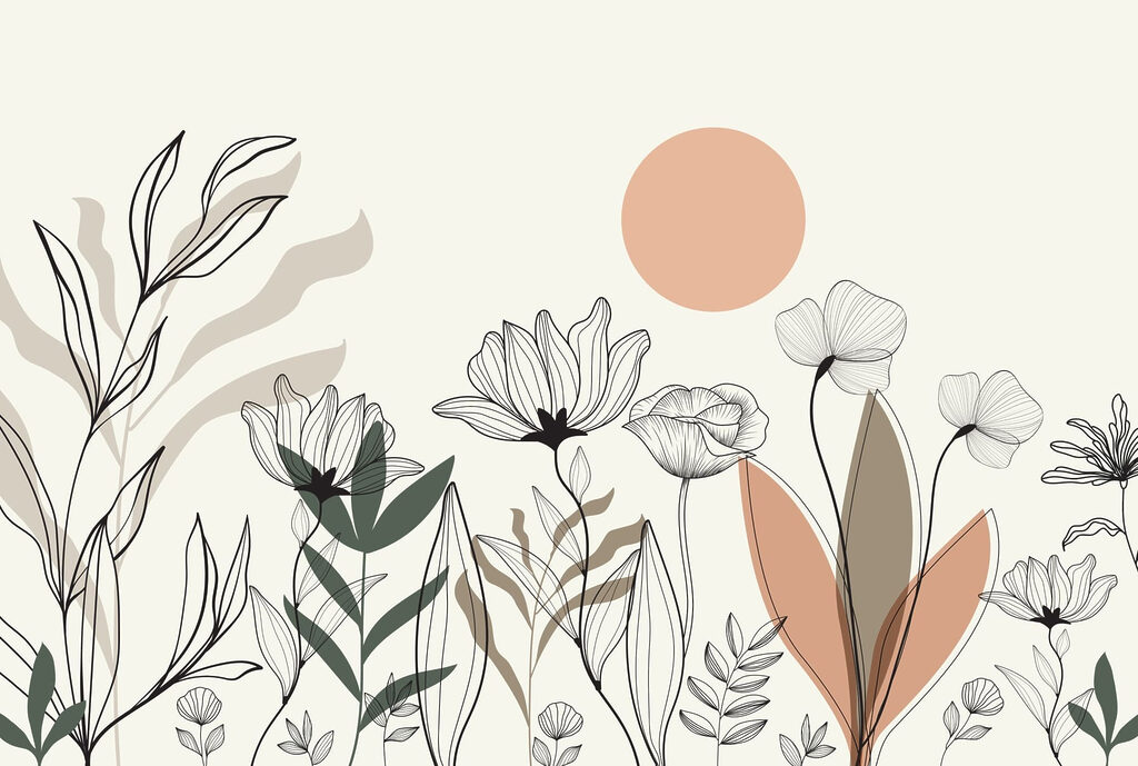 Drawing of flowers and leaves