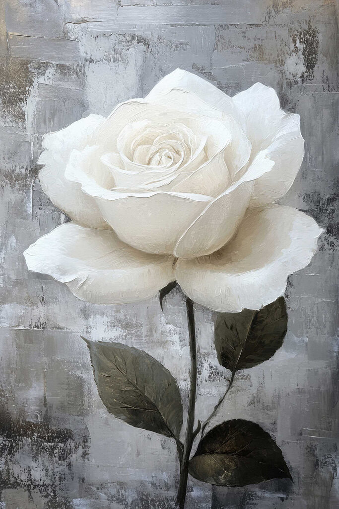 Painting of a white rose