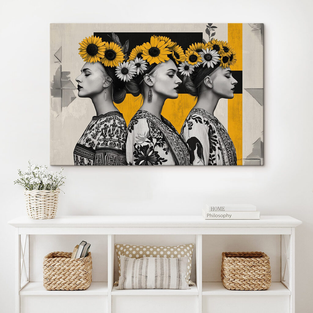 Group of women with sunflowers in their hair