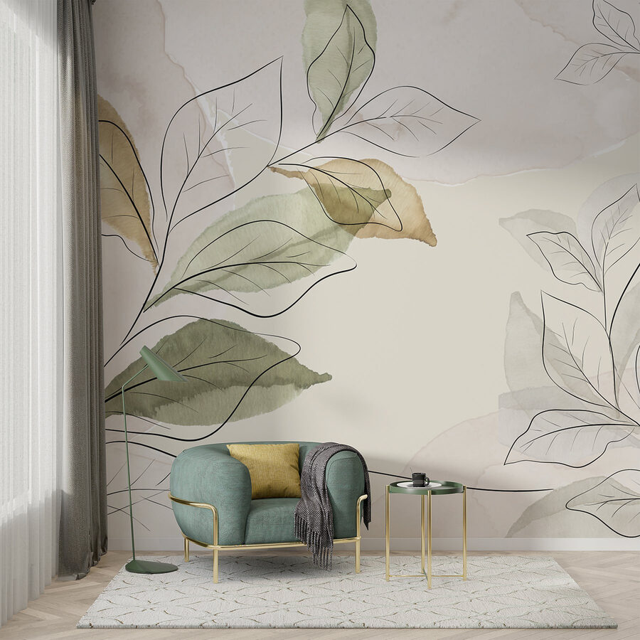 Elegancki botaniczny wzór w delikatnych odcieniach