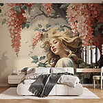 Fototapeta Kobieta na drzewie z kwiatami