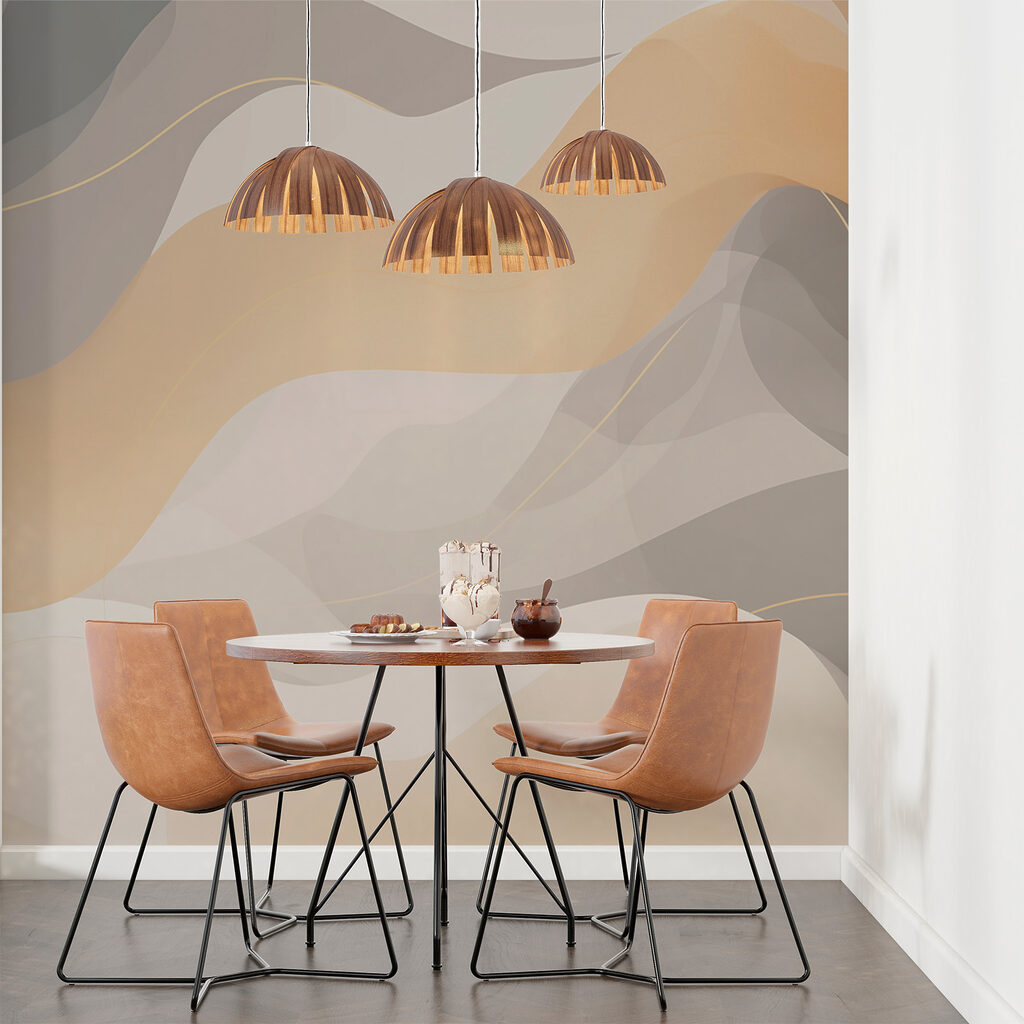 White and grey background with wavy lines