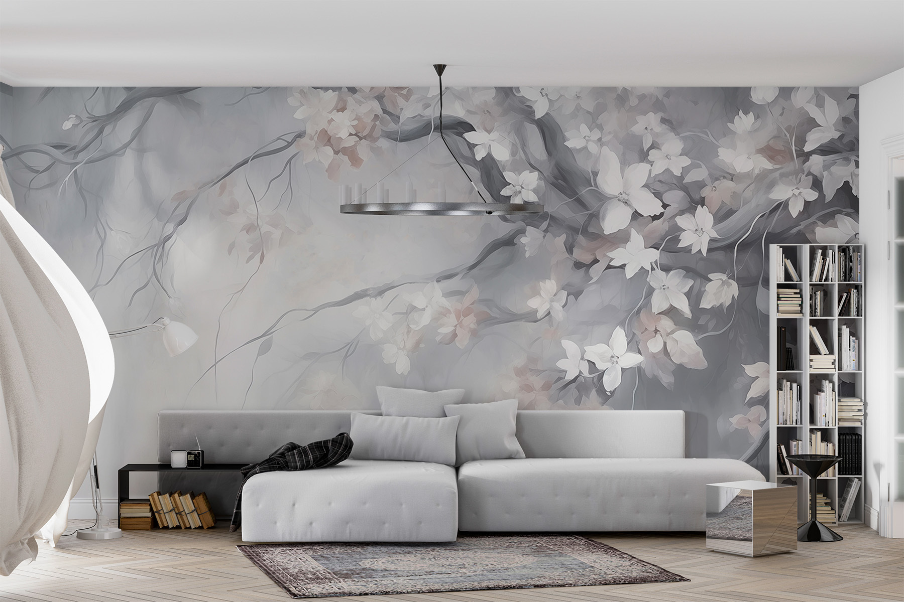 Painting of a tree with white flowers Painting of a tree with white flowers