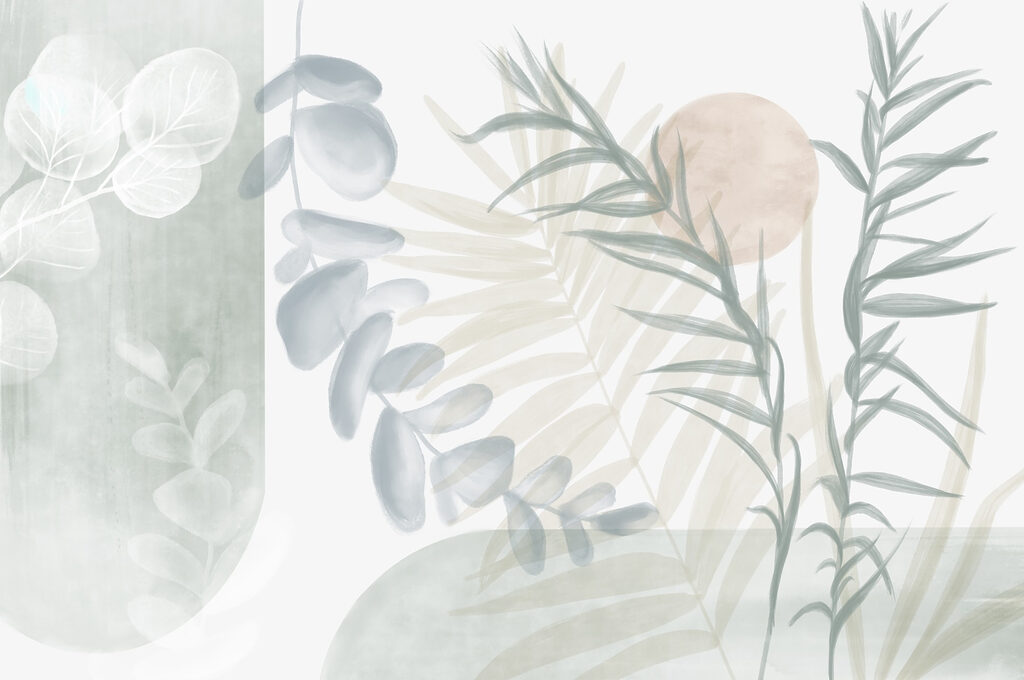 Spokojna ilustracja botaniczna w delikatnych odcieniach Spokojna ilustracja botaniczna w delikatnych odcieniach