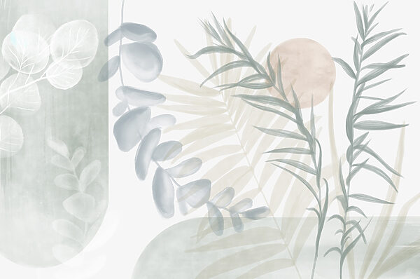 Spokojna ilustracja botaniczna w delikatnych odcieniach Spokojna ilustracja botaniczna w delikatnych odcieniach