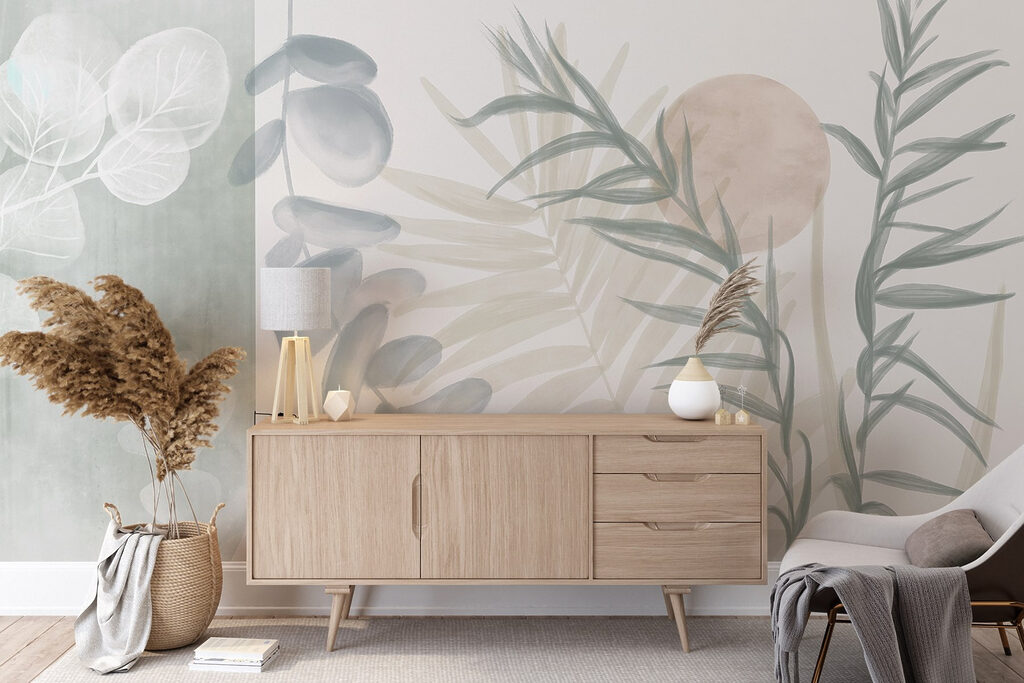 Serene botanical illustration in soft tones