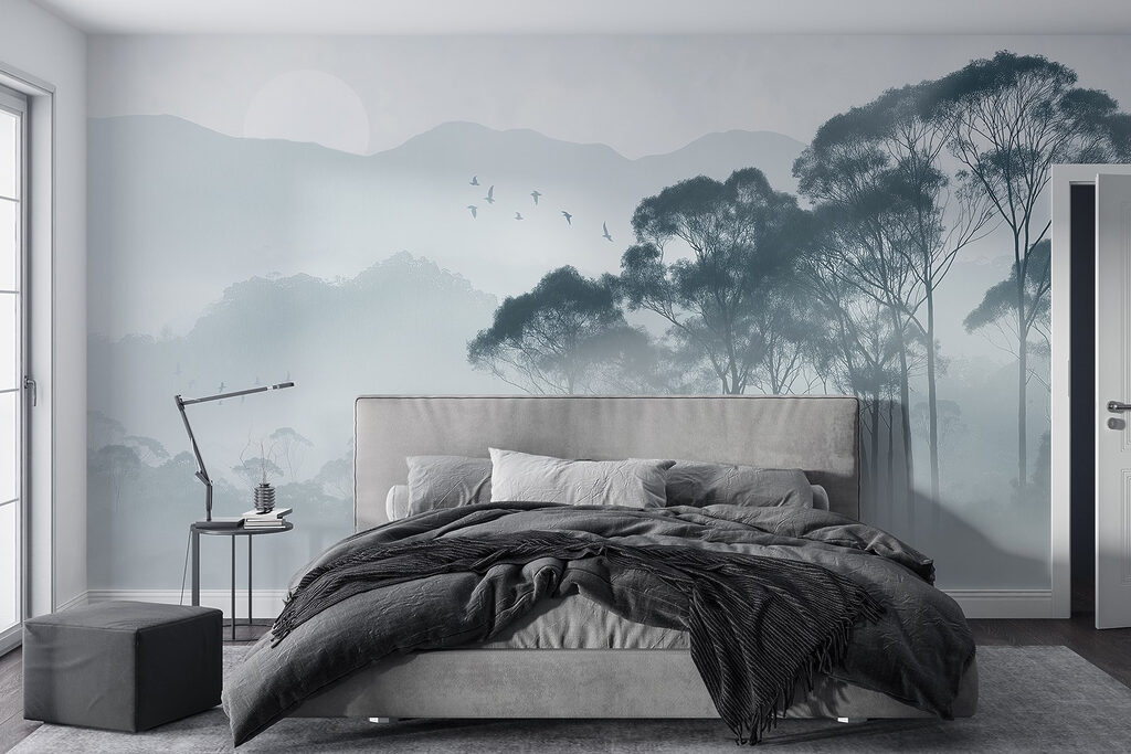 Group of trees in fog Group of trees in fog