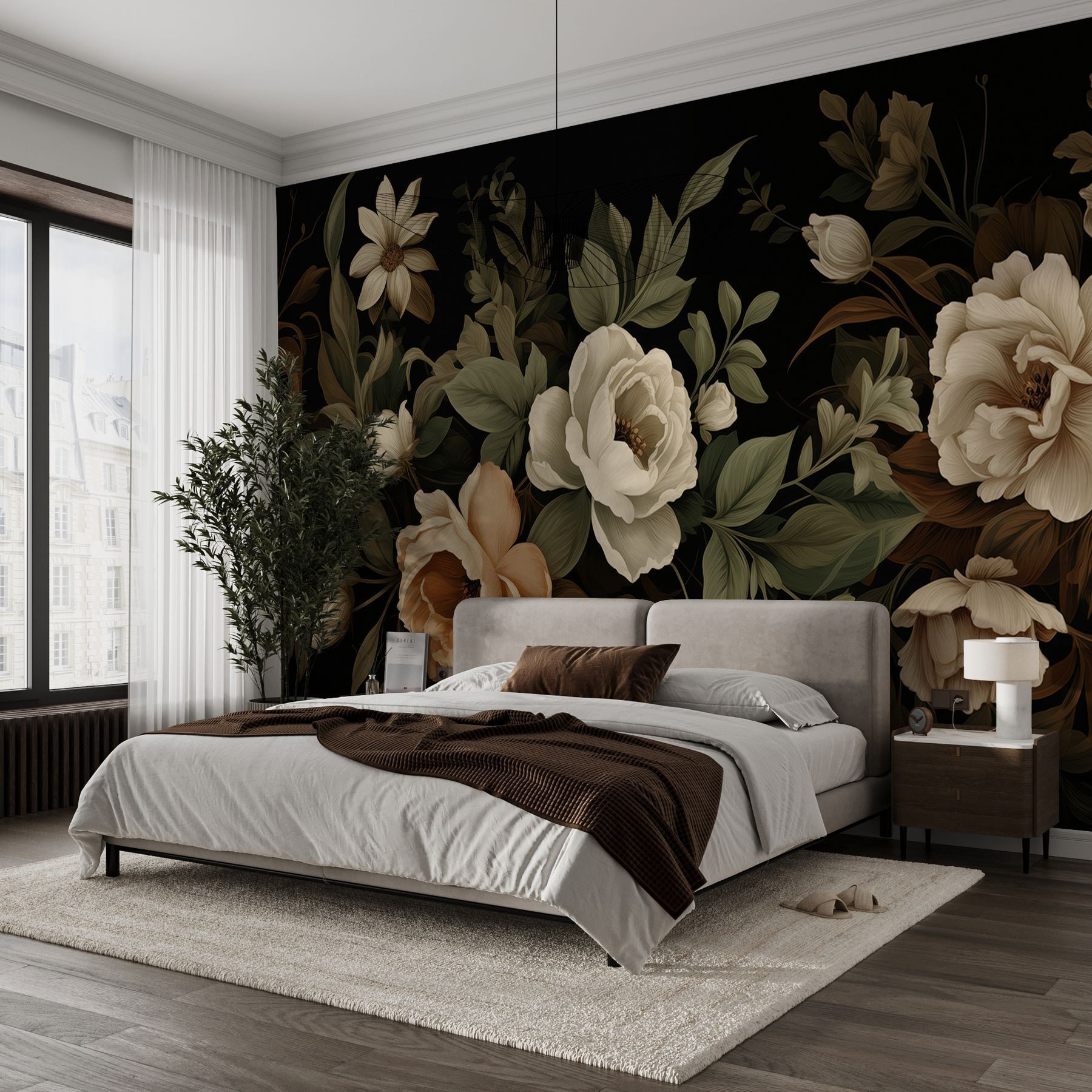 Delicate blooms on a dark backdrop