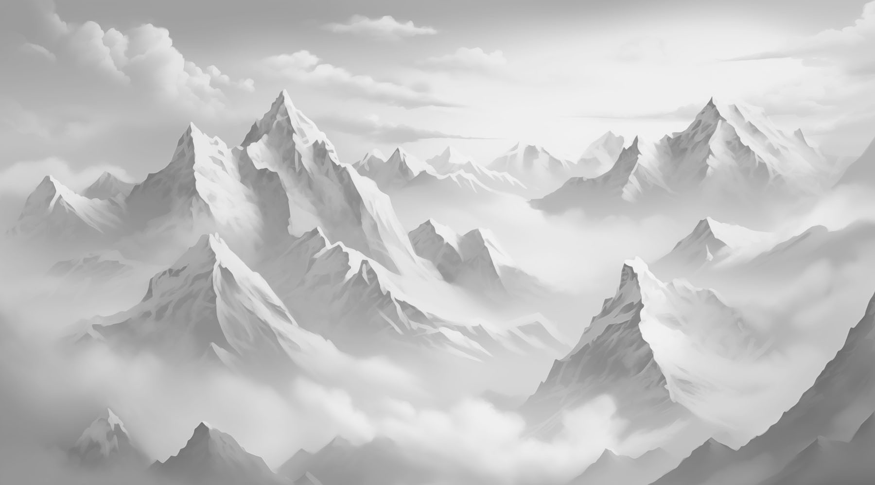 Mountain range with clouds