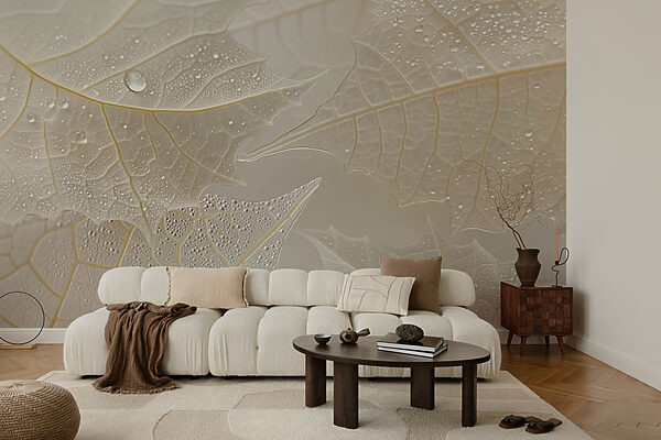 Delicate leaves with morning dew