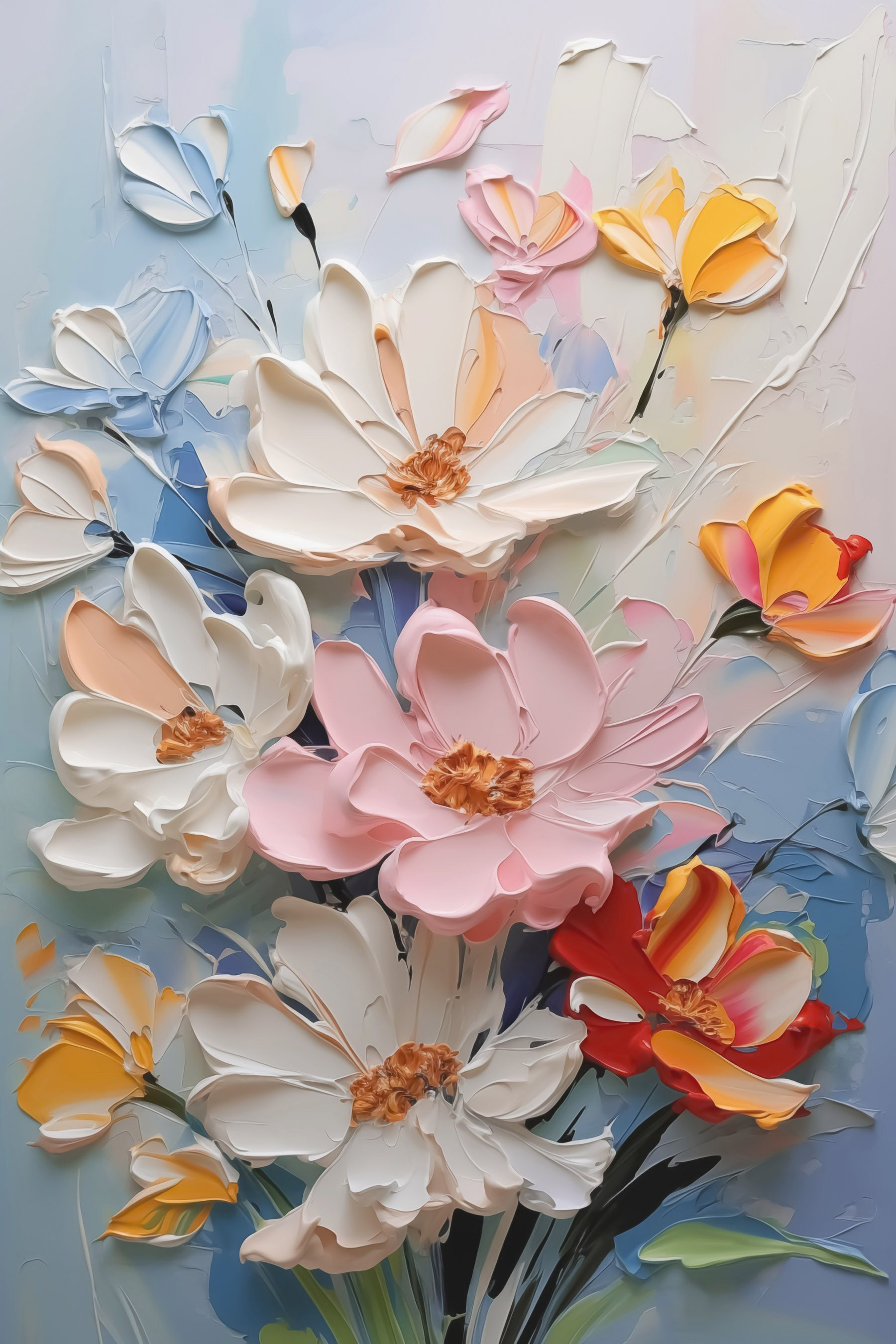 Painting of flowers on a wall