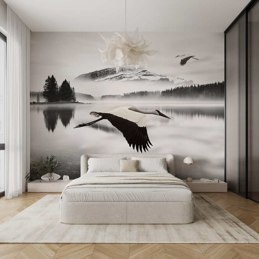 Bird flying over water