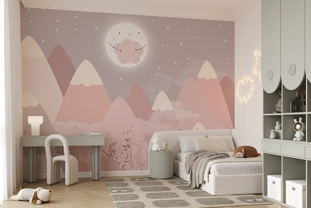 Landscape of mountains and the moon