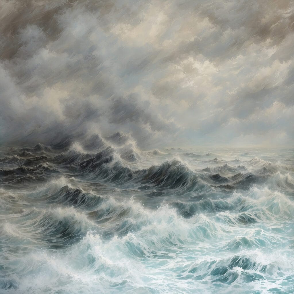 Painting of waves in the ocean Painting of waves in the ocean