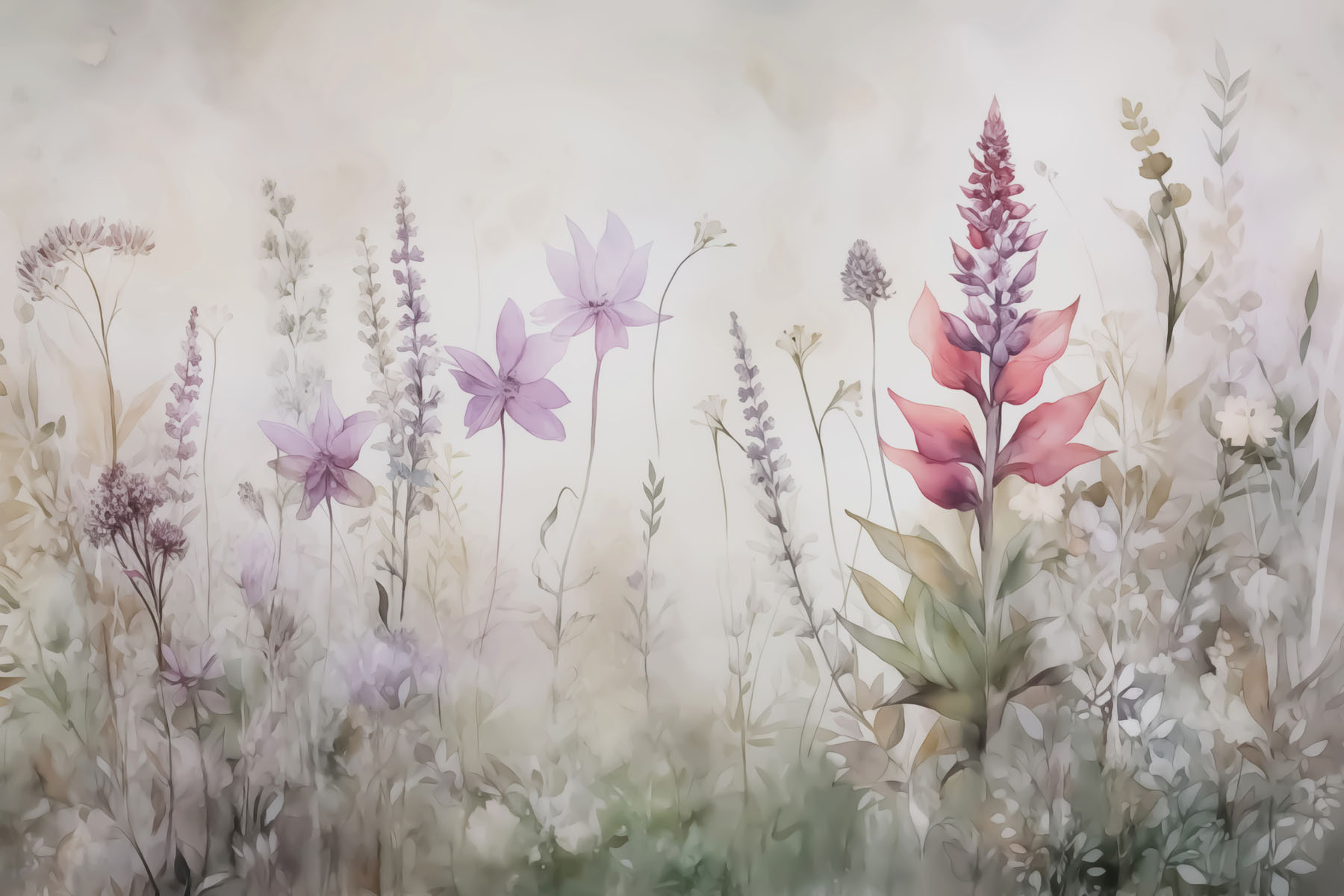 Painting of flowers in a field