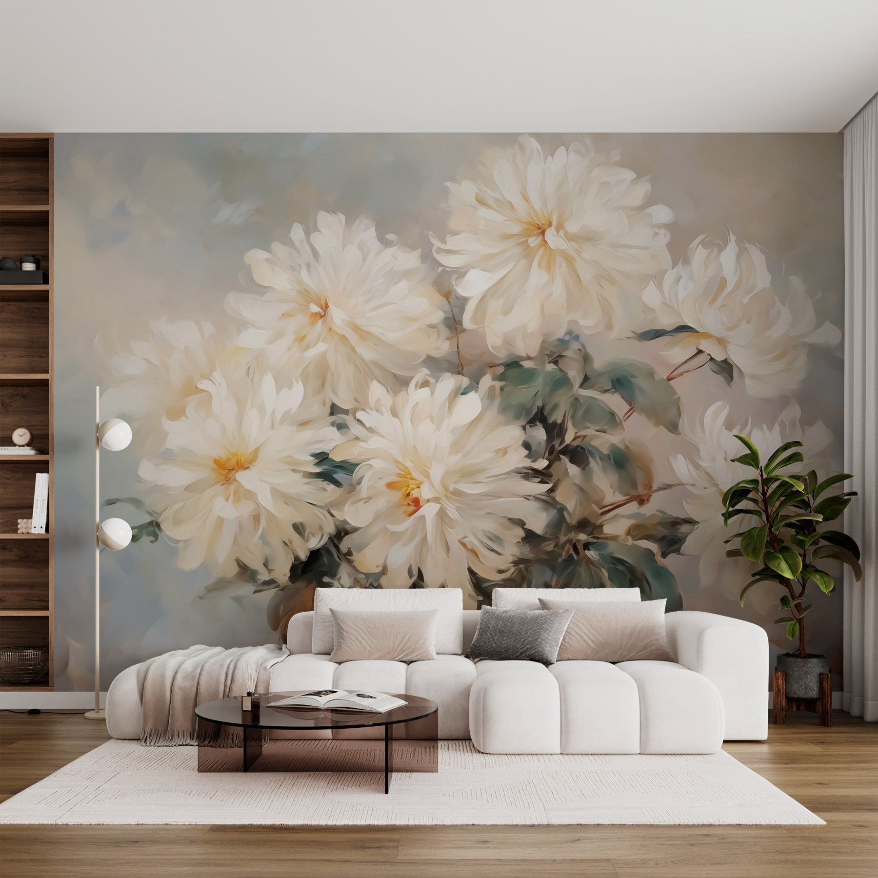 Painting of white flowers Painting of white flowers
