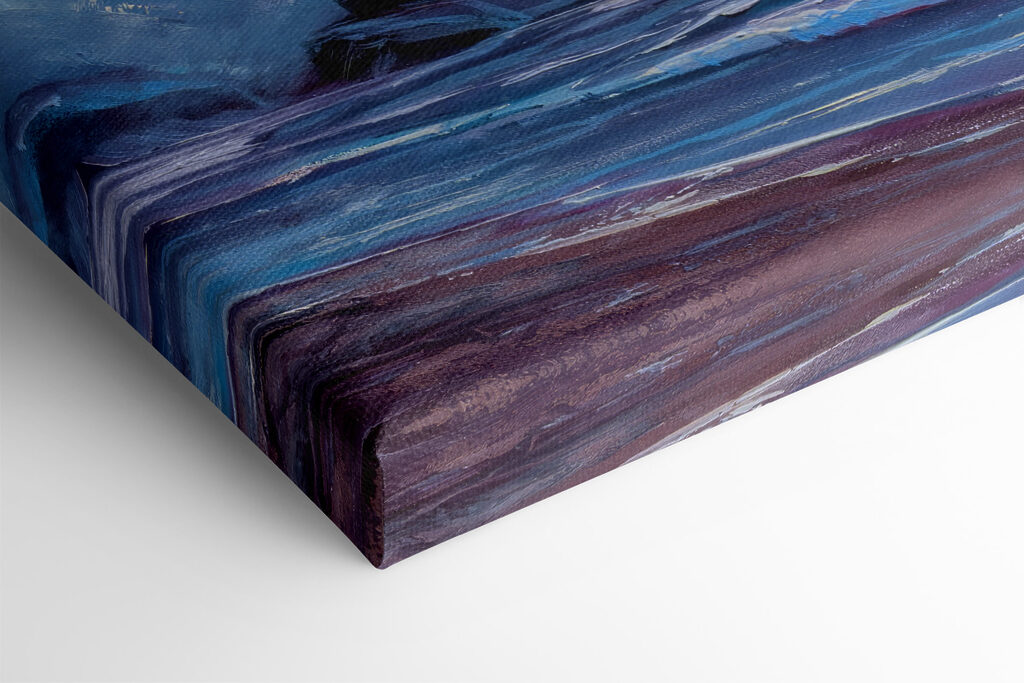 Painting of a beach with waves