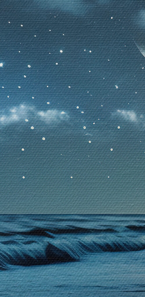 Moon and stars over a beach Moon and stars over a beach