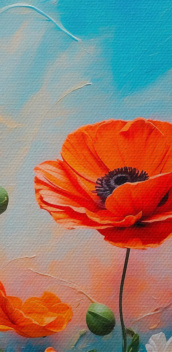 Painting of flowers on a blue background Painting of flowers on a blue background