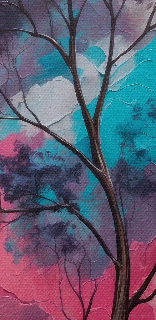 Painting of a tree with different colors