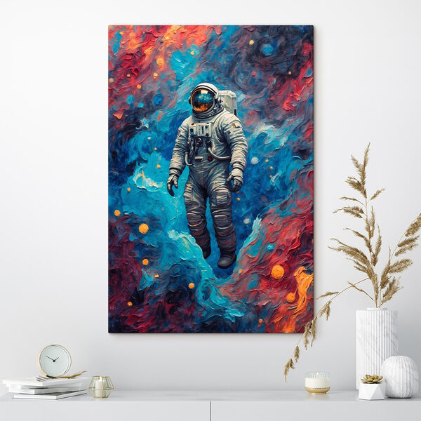 Astronauta w kosmosie na kolorowym tle Astronauta w kosmosie na kolorowym tle