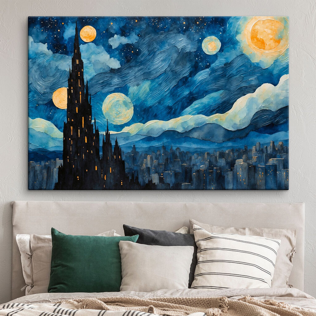 Watercolor of a city at night Watercolor of a city at night