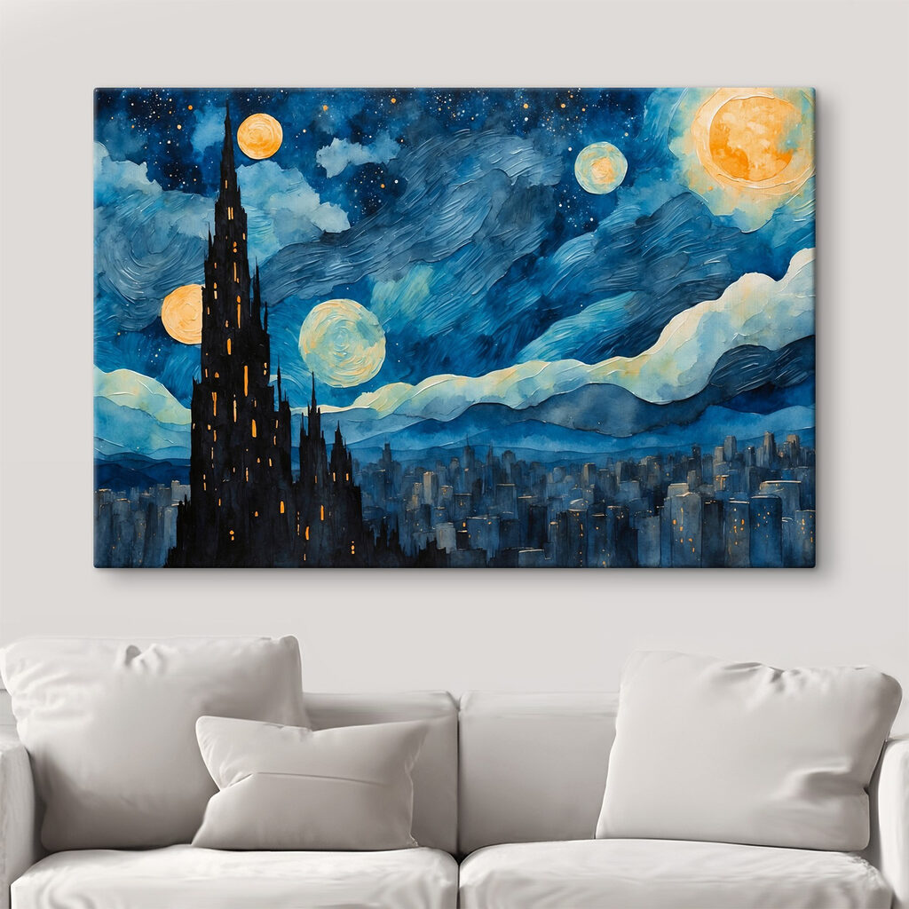 Watercolor of a city at night Watercolor of a city at night