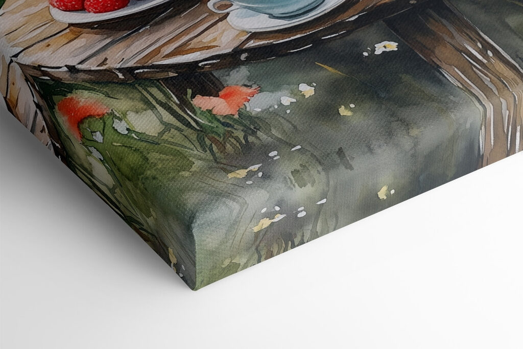 Table with food and drinks on it in front of a mountain Table with food and drinks on it in front of a mountain