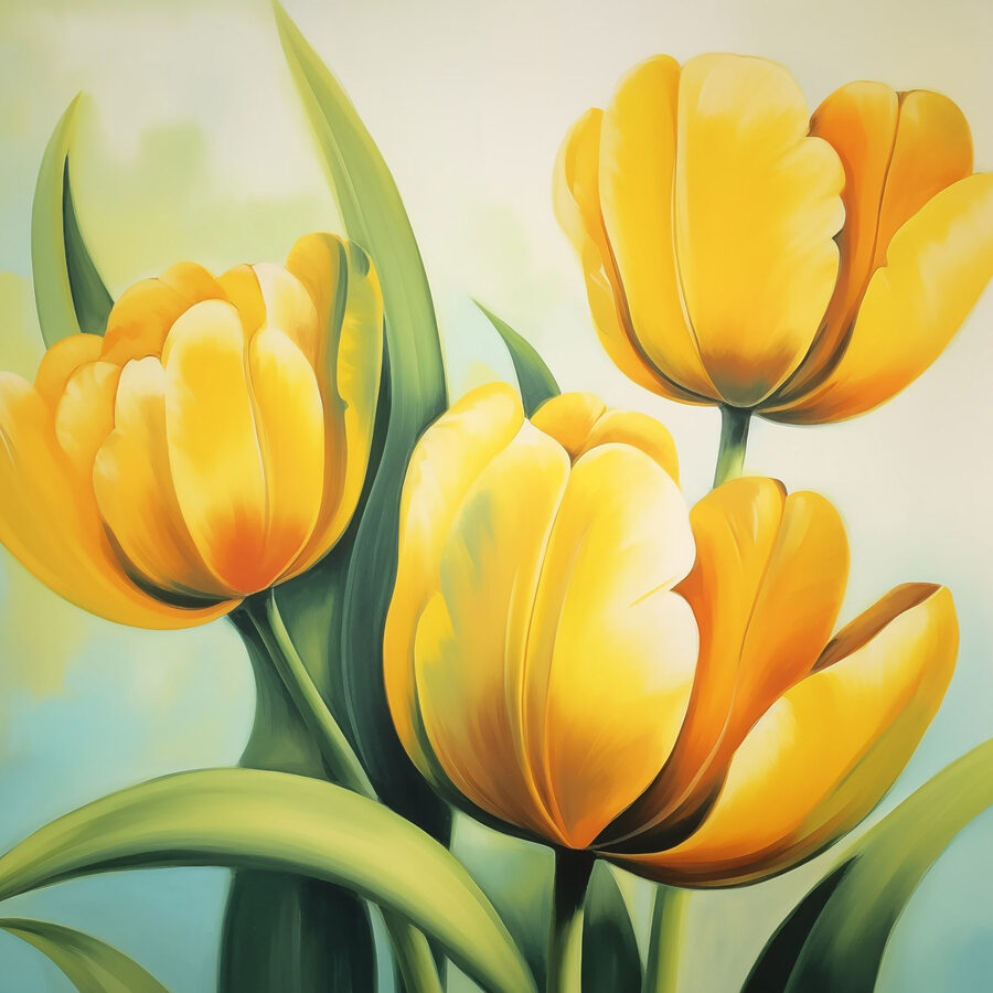 Malowanie żółtych tulipanów Malowanie żółtych tulipanów
