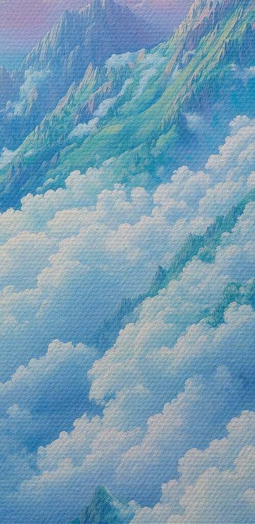 Mountain range with clouds and trees Mountain range with clouds and trees